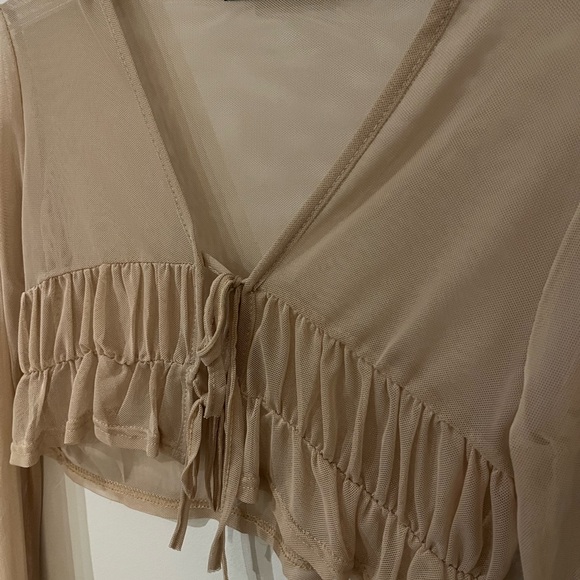 Nasty Gal Sheer Tie Front Blouse - Picture 3 of 7